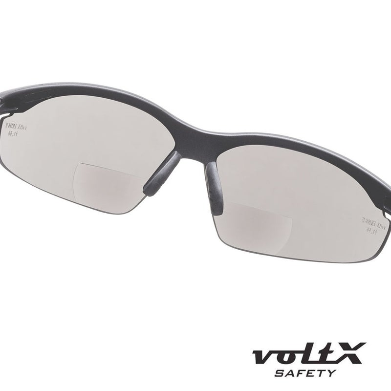 voltX 'CONSTRUCTOR' BIFOCAL Reading Safety Glasses (SMOKE/GRAY +2.0 Dioptre) ANSI Z87.1+ & CE EN166F, certified/Cycling Sports Glasses includes safety cord + UV400 anti fog coated lens - Image 3
